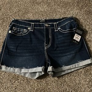 True Religion Jennie Curvy Mid Rise Super Skinny Shorts